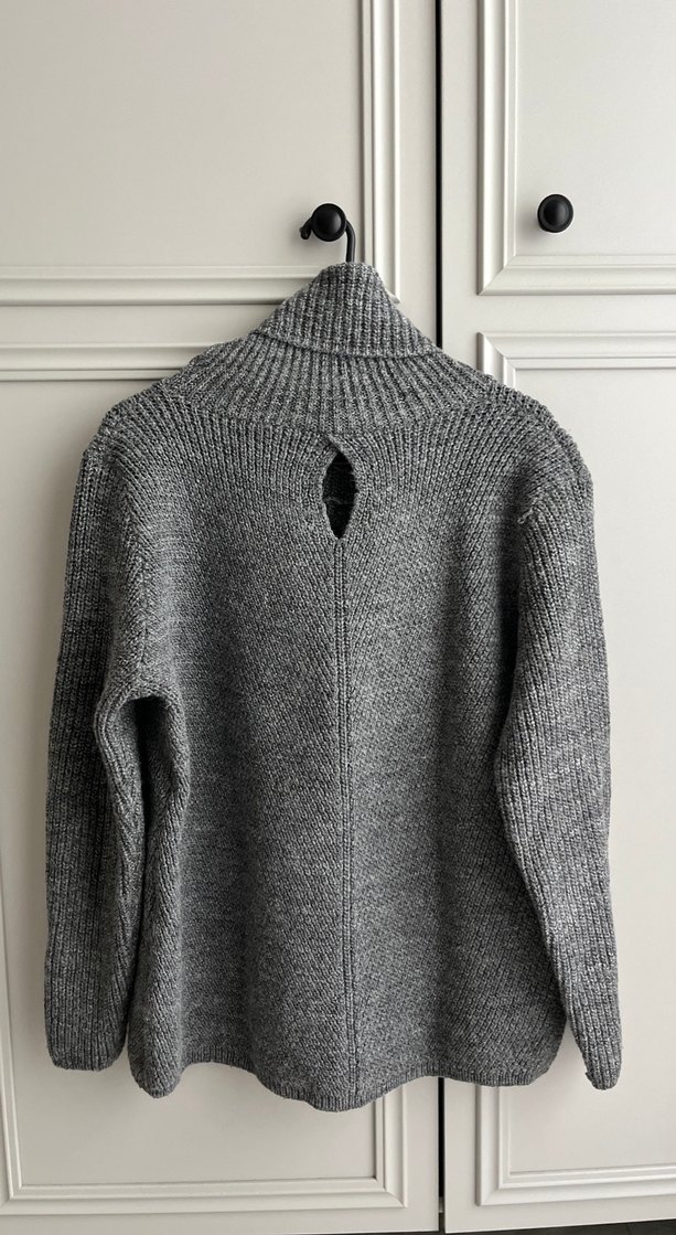Gri Kadın Boğazlı Örgü Yün Kazak - Görsel 2