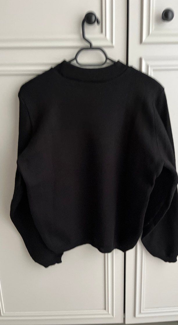 Kadın Siyah Bisiklet Yaka Basic Kazak - Görsel 3