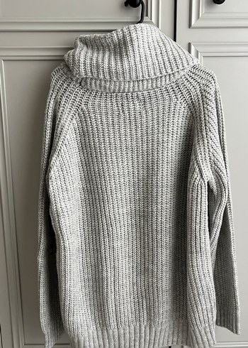 Gri Yüksek Yakalı Örgü Kadın Kazak - Görsel 2