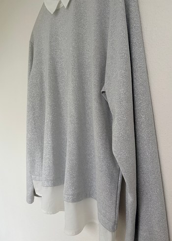 Gri simli Kadın Uzun Kollu bluz-gömlek yaka - Görsel 5