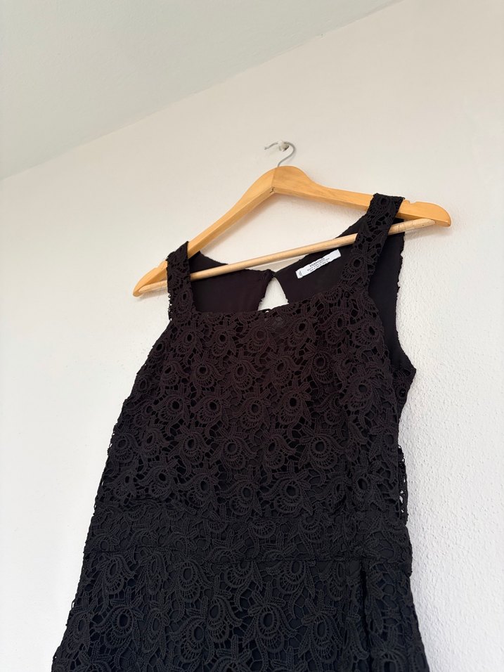 Dantel Detaylı Siyah şortlu tulum - Görsel 3