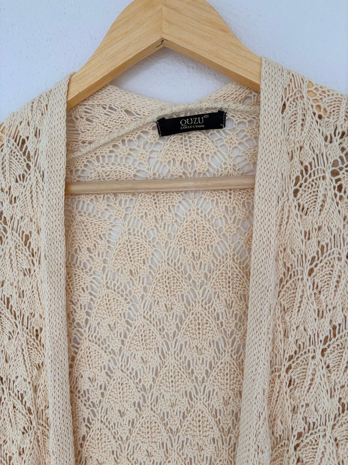 Bohem tarza uygun  örgü uzun ceket - Görsel 4