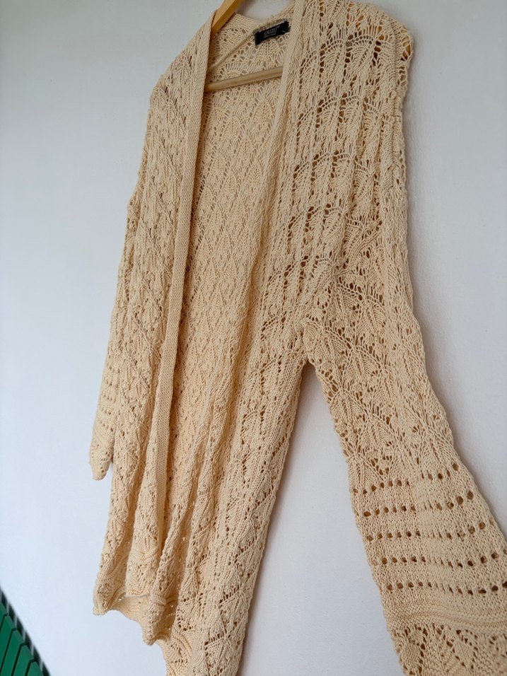 Bohem tarza uygun  örgü uzun ceket - Görsel 3