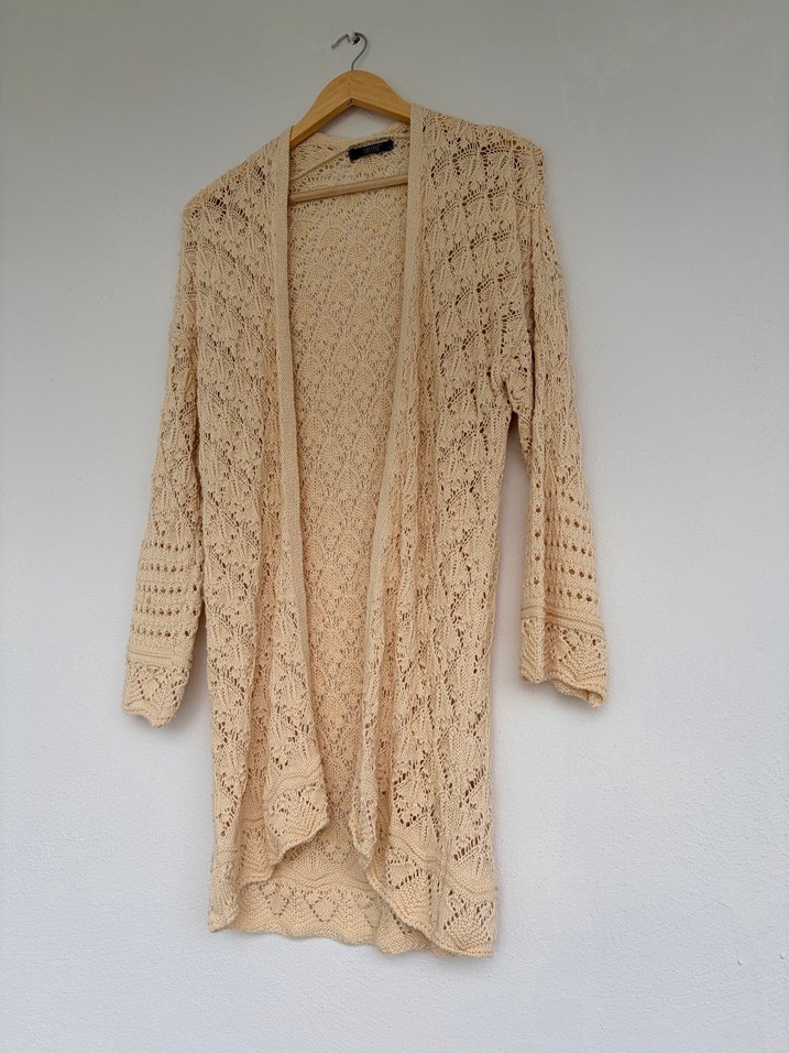 Bohem tarza uygun  örgü uzun ceket - Görsel 2