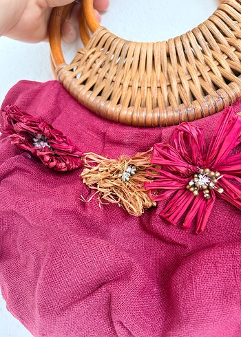 Bordo Nakışlı Bohem Kadın Çanta - Görsel 4