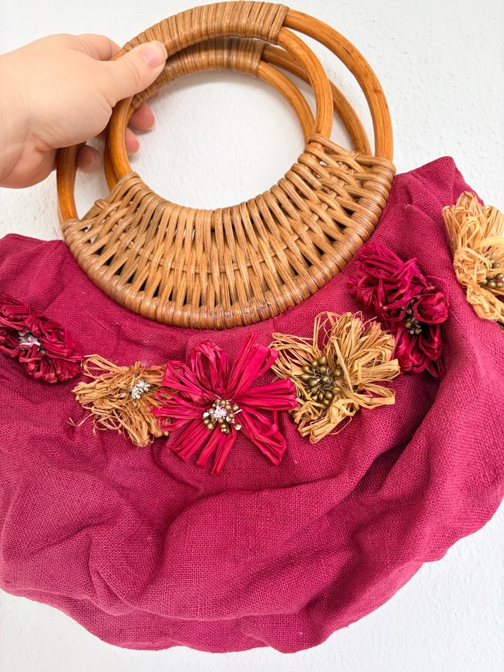 Bordo Nakışlı Bohem Kadın Çanta - Görsel 5