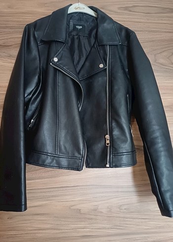 Gri Deri Erkek Biker Ceket - Görsel 2