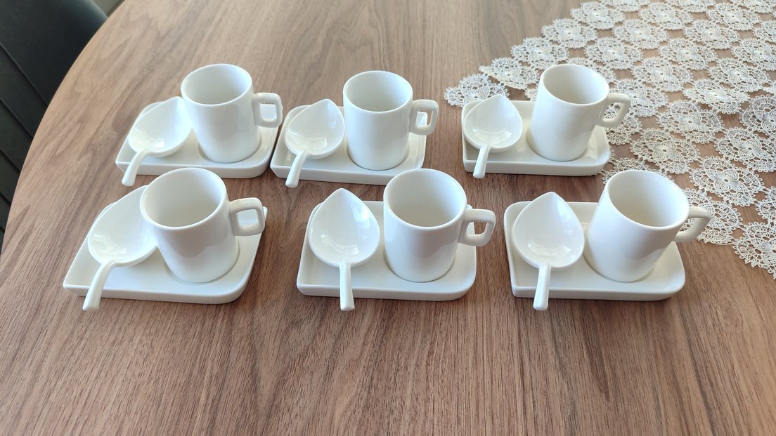 Beyaz Seramik Kahve Fincanı Seti - Görsel 2