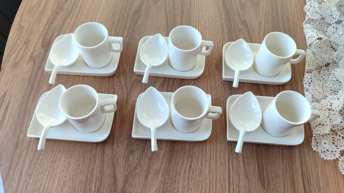 Beyaz Seramik Kahve Fincanı Seti - Görsel 3