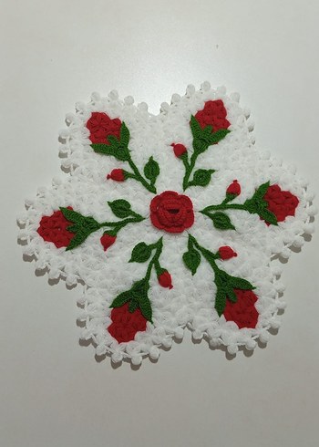 Kırmızı Çiçekli El Örgüsü banyo lifi - Görsel 2