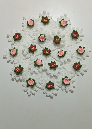 Kırmızı Çiçekli El Örgüsü banyo lifi - Görsel 5