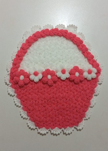 Kırmızı Çiçekli El Örgüsü banyo lifi - Görsel 7