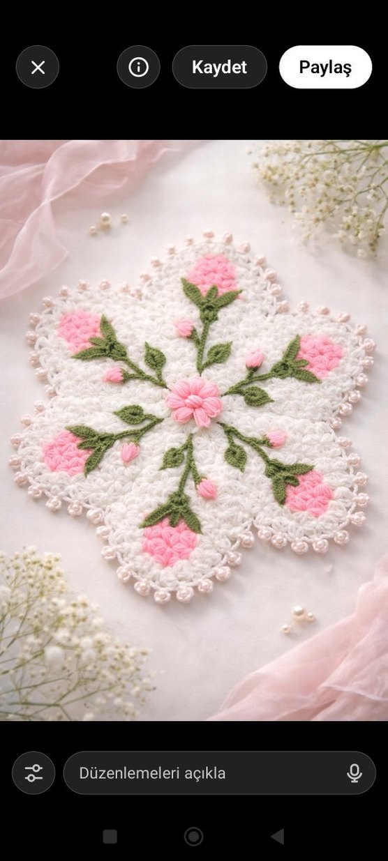 Kırmızı Çiçekli El Örgüsü banyo lifi - Görsel 3