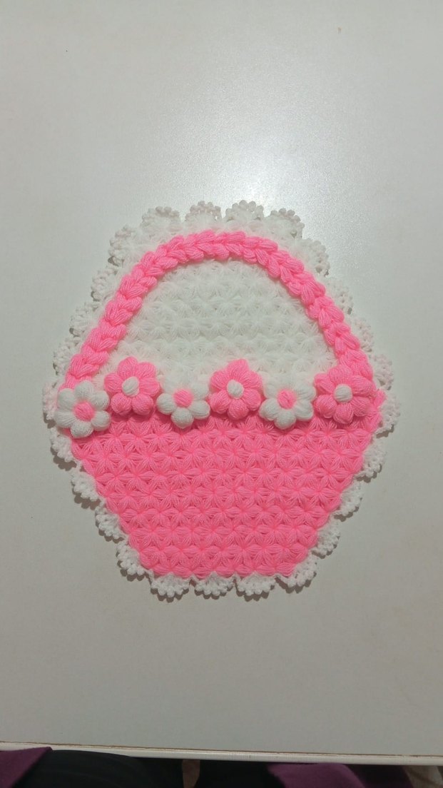 Kırmızı Çiçekli El Örgüsü banyo lifi - Görsel 4