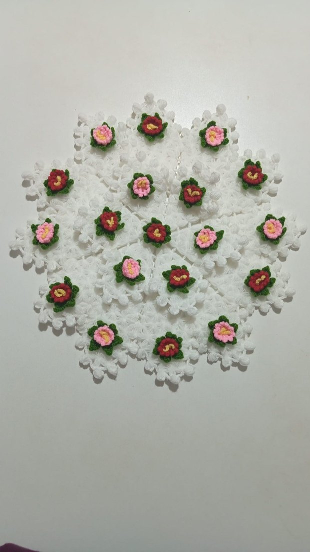 Kırmızı Çiçekli El Örgüsü banyo lifi - Görsel 5