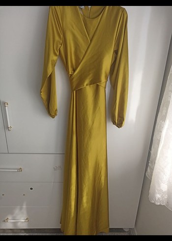 yağ yeşili tesettür elbise - Görsel 3