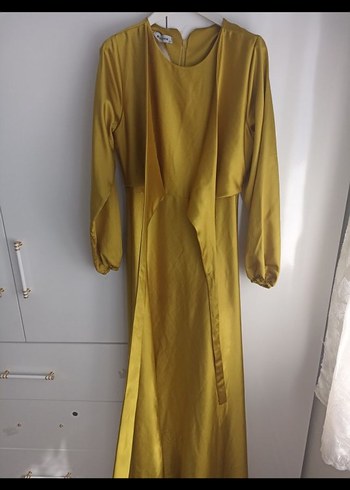 yağ yeşili tesettür elbise - Görsel 2