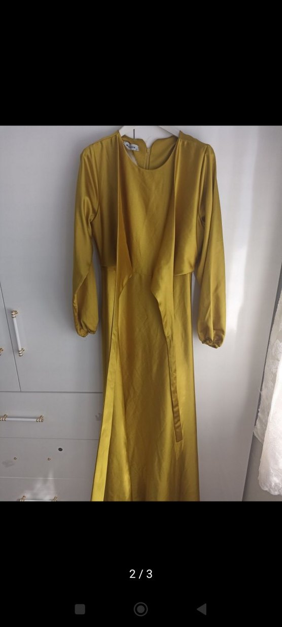 yağ yeşili tesettür elbise - Görsel 2