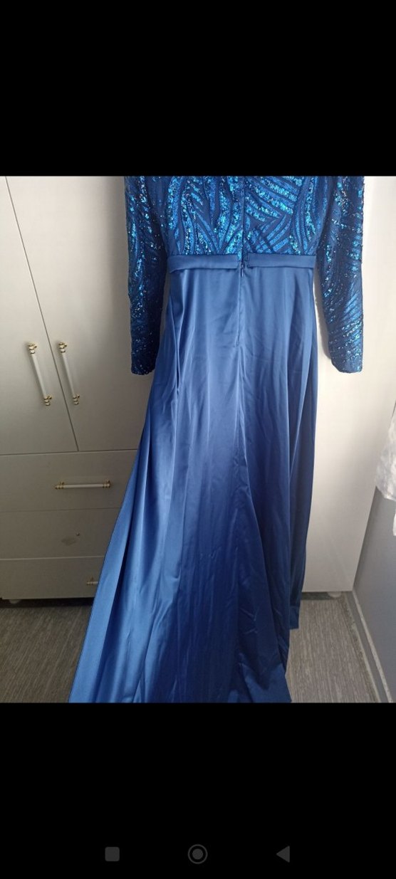 Mavi Payetli Uzun Abiye Elbise - Görsel 2