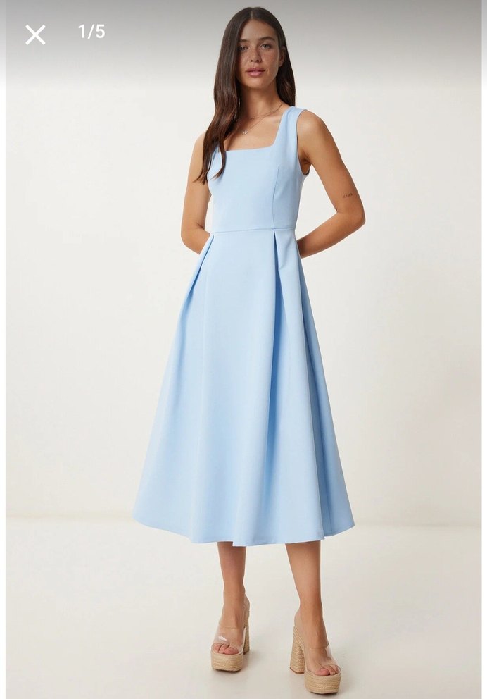 Mavi Midi Boy Elbise - Görsel 2