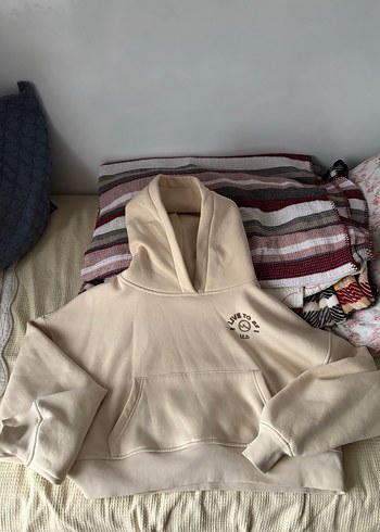 Bej Kapüşonlu Rahat Kesim Sweatshirt - Görsel 2