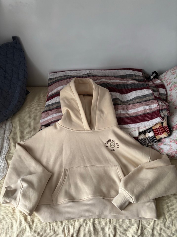 Bej Kapüşonlu Rahat Kesim Sweatshirt - Görsel 2