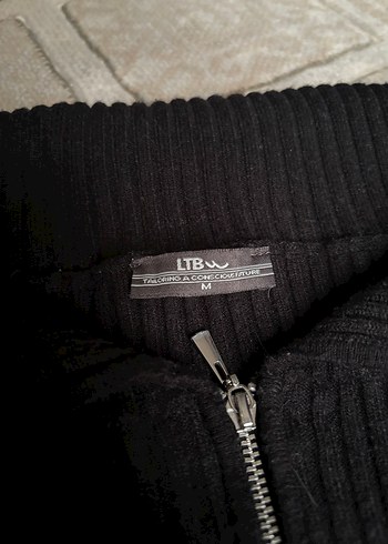 Siyah Yarım Fermuarlı Uzun Kollu Örgü Kazak - Görsel 5