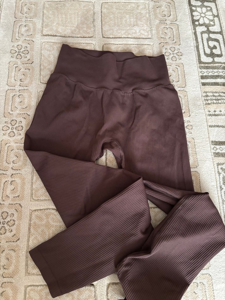 Kahverengi h&m fitilli tayt - Görsel 2