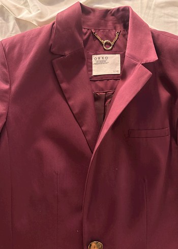 Bordo Düğmeli Kadın Midi Blazer Ceket - Görsel 3
