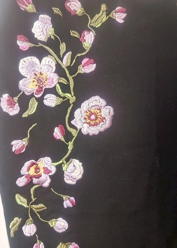 Nakışlı Siyah Midi  Etek - Görsel 2