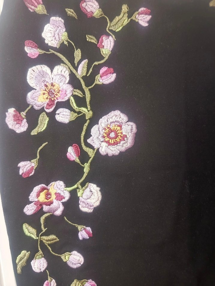 Nakışlı Siyah Midi  Etek - Görsel 2