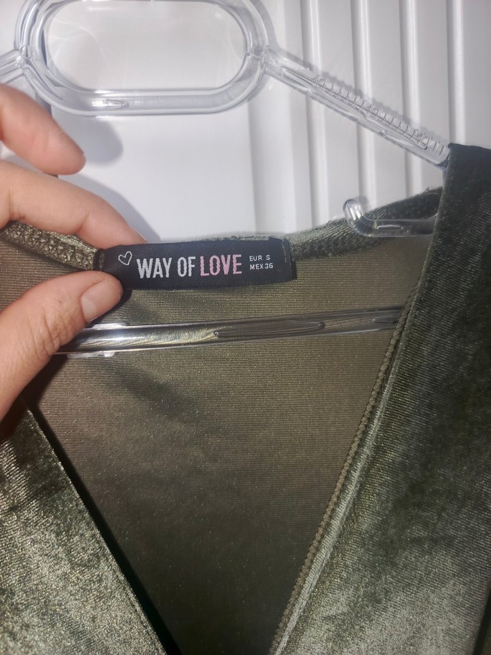 Kadın Parlak Haki V Yaka Drapeli Midi Elbise - Görsel 2