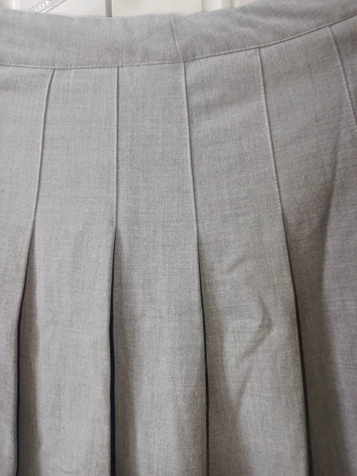 Gri Keten Pilili Mini Etek - Görsel 2