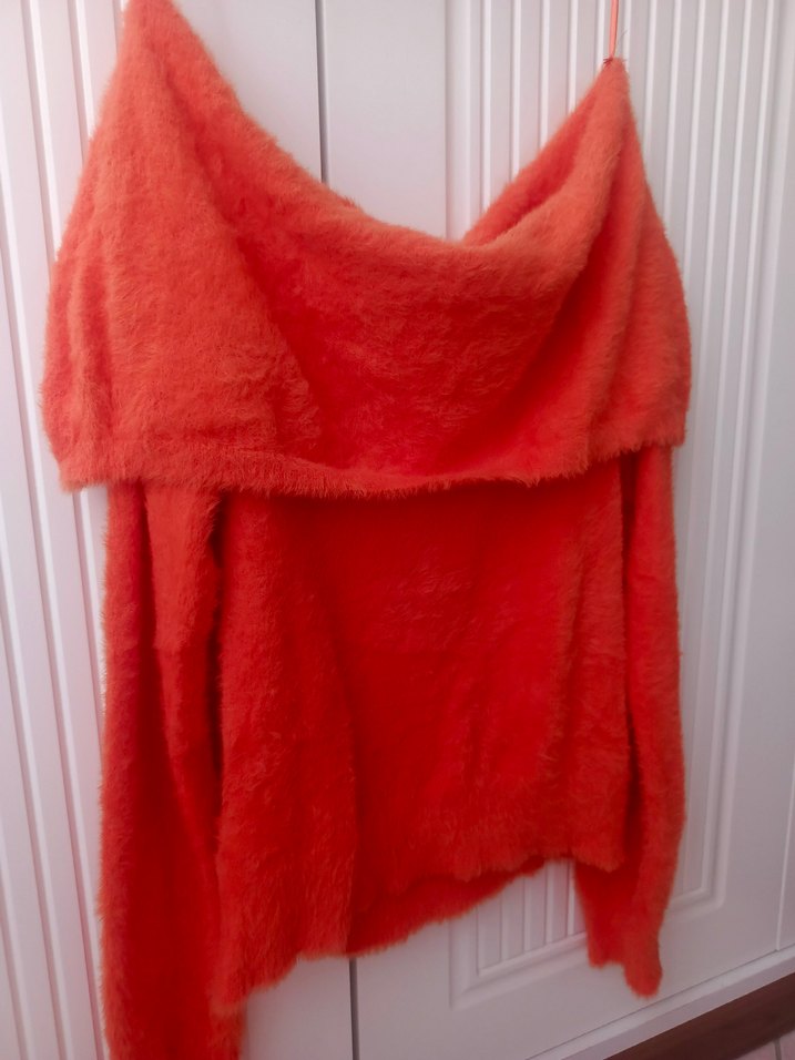 turuncu Mini Straplez Triko Kazak - Görsel 2