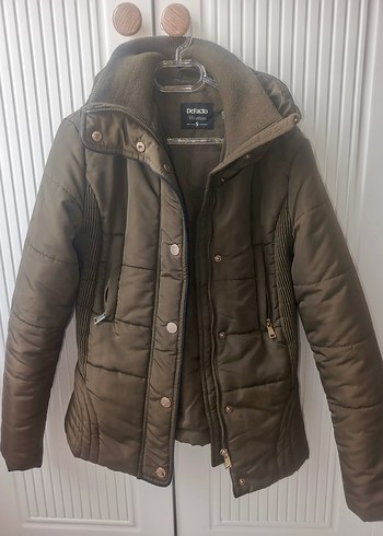 Düğmeli Kadın haki Midi Kışlık mont - Görsel 2