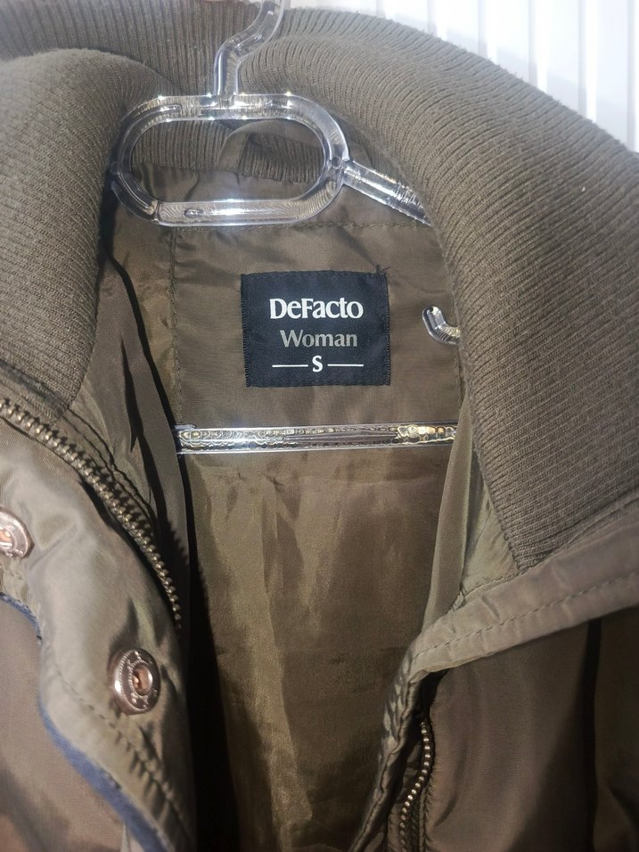 Düğmeli Kadın haki Midi Kışlık mont - Görsel 3