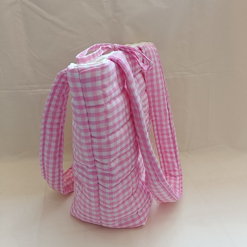 Pembe Kareli Kol Çantası - Görsel 2