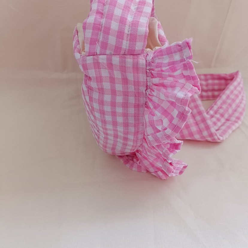 Pembe Kareli Kalp Şekilli Kız Çanta - Görsel 4