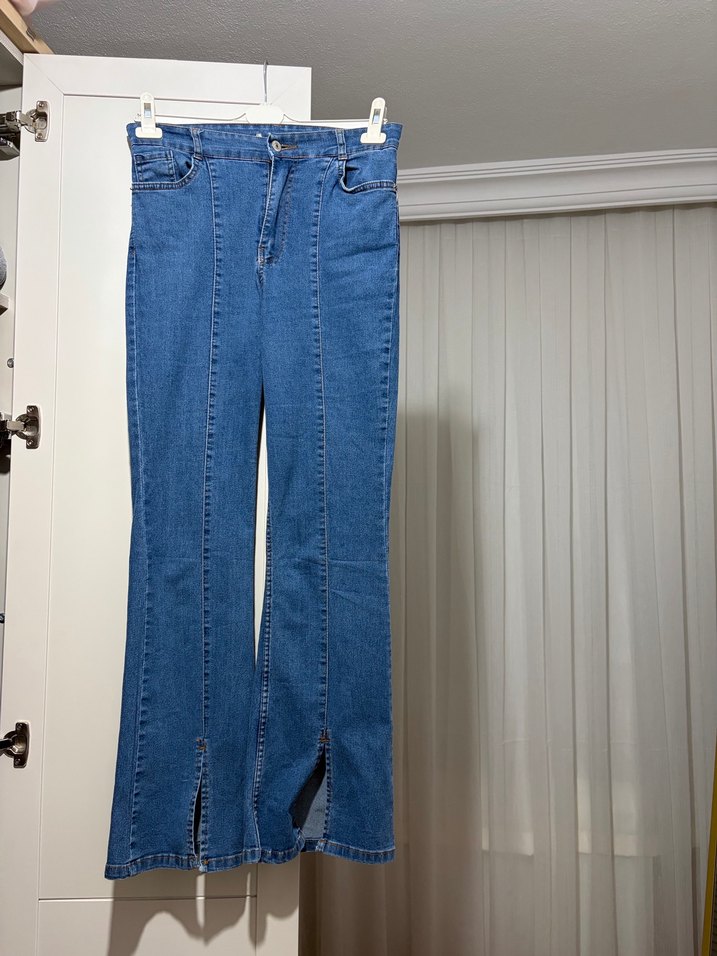 Düz Kesim Mavi Midi Kot Pantolon - Görsel 2