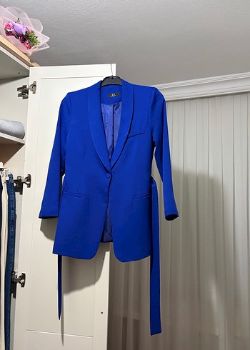 Mavi Kemerli Kadın Blazer - Görsel 3