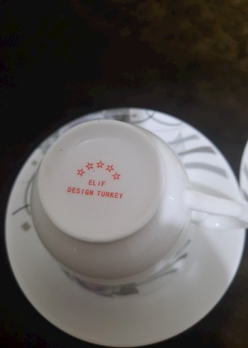 Beyaz Gri Gül Desenli Porselen Fincan Takımı - Görsel 4