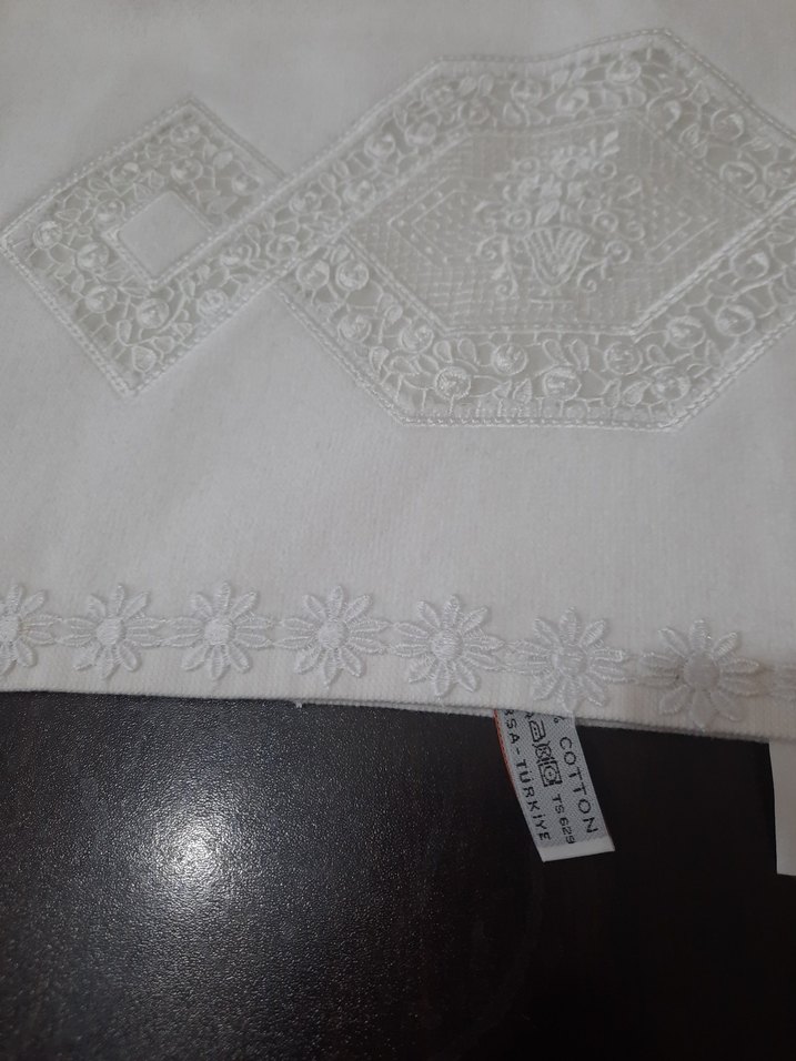 Beyaz Nakışlı banyo el havlusu - Görsel 2