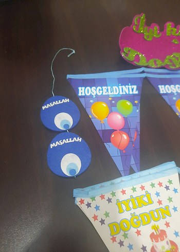 Renkli Pembe Doğum Günü Parti Süsü - Görsel 3