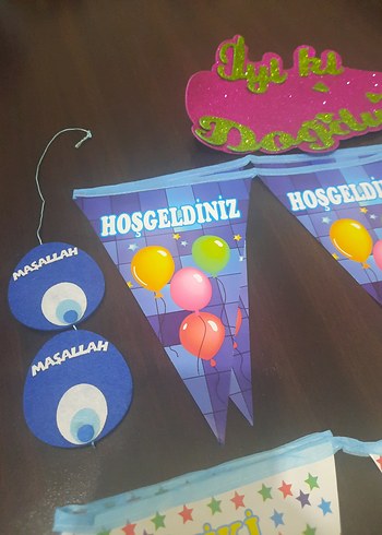 Renkli Pembe Doğum Günü Parti Süsü - Görsel 6