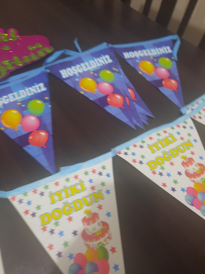 Renkli Pembe Doğum Günü Parti Süsü - Görsel 4