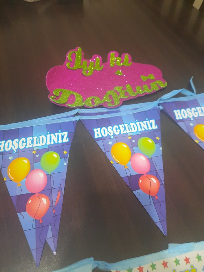 Renkli Pembe Doğum Günü Parti Süsü - Görsel 5