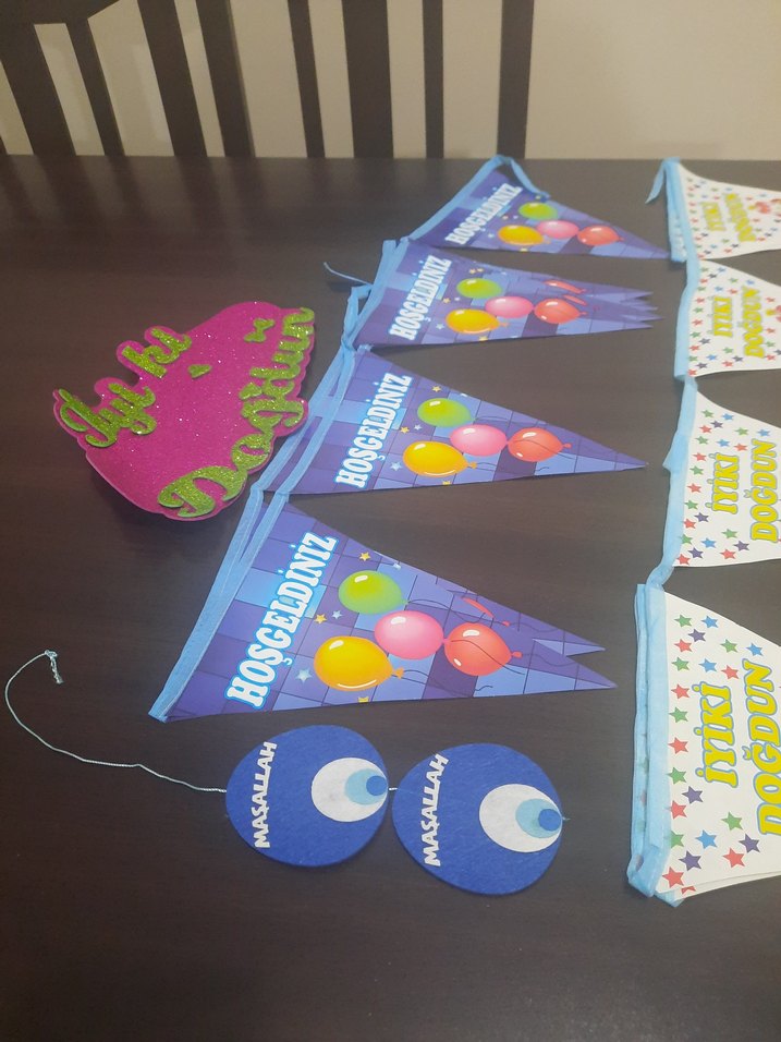 Renkli Pembe Doğum Günü Parti Süsü - Görsel 2