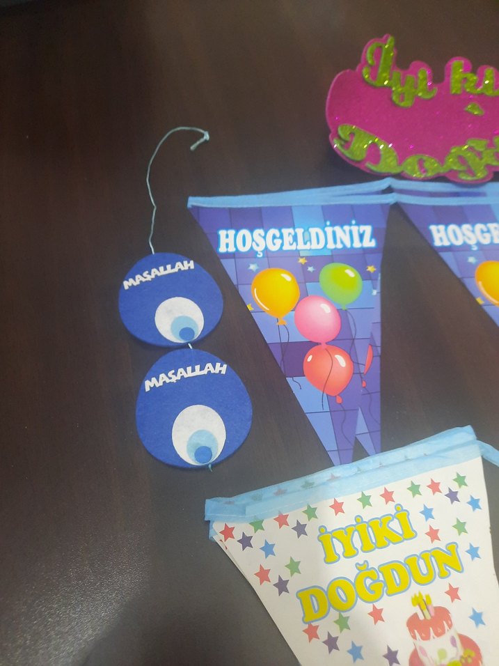 Renkli Pembe Doğum Günü Parti Süsü - Görsel 3