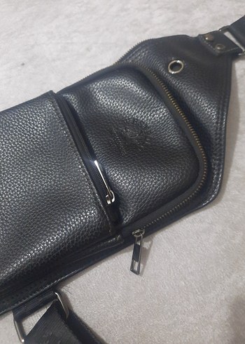 polo marka Siyah Deri Fermuarlı erkek orjinal Çapraz Çanta - Görsel 5