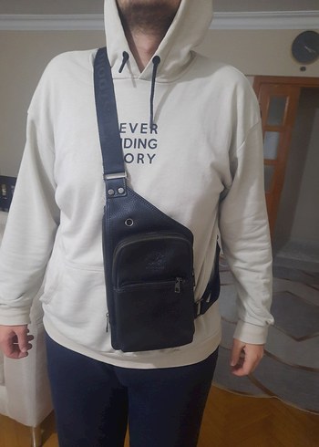 polo marka Siyah Deri Fermuarlı erkek orjinal Çapraz Çanta - Görsel 7